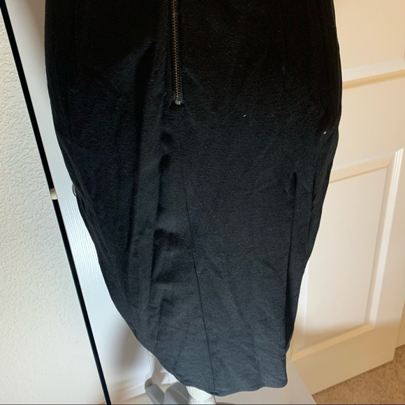 KOBE HALPERIN designer 6 black knit midi dress flattering top and waist accents - Picture 7 of 16